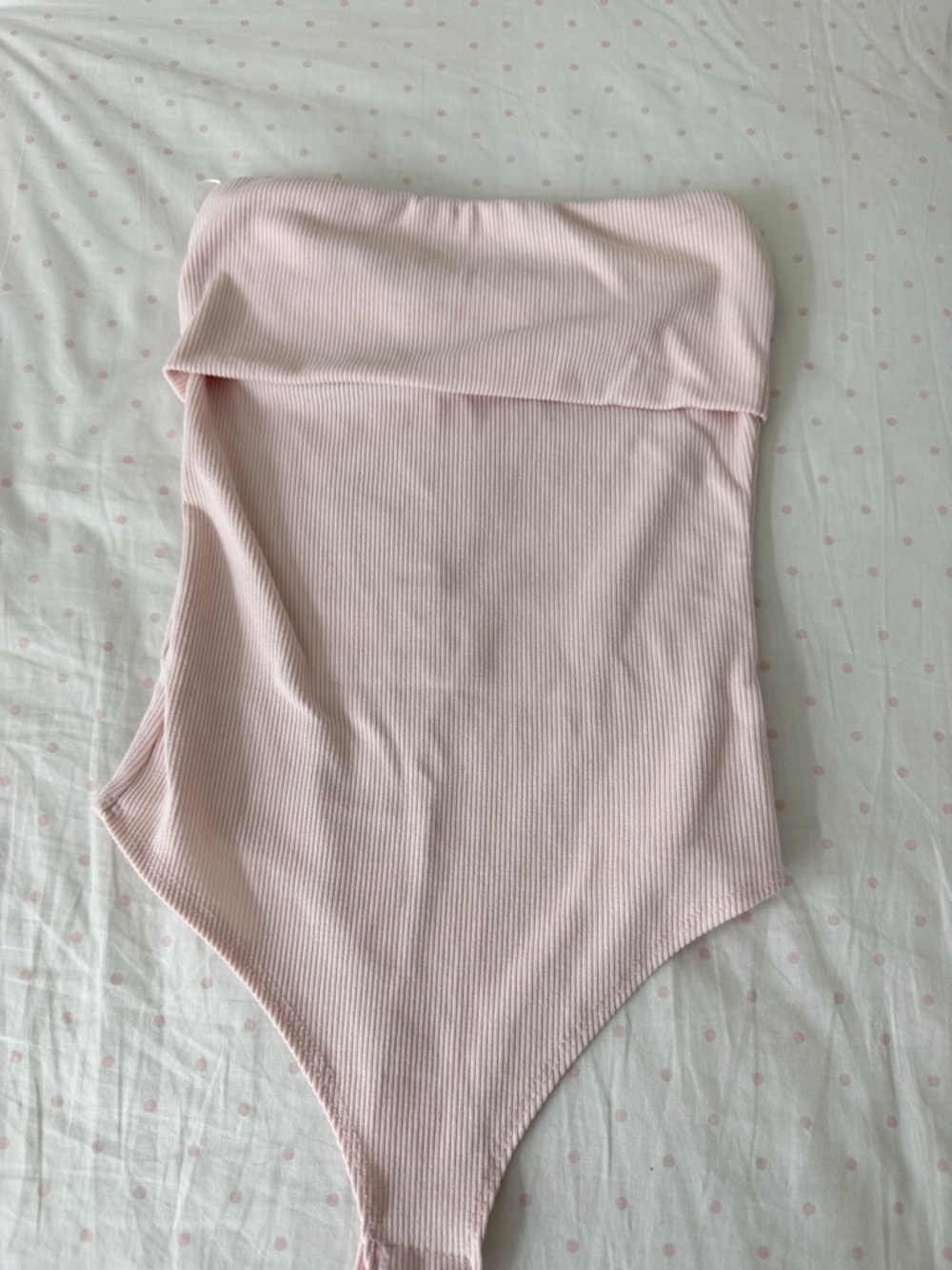 Light Pink Ribbed Strapless Bodysuit
